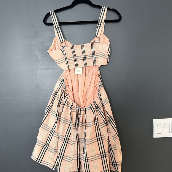 Free People Plaid Mini Dress - Beige and Black - Picture 5 of 9
